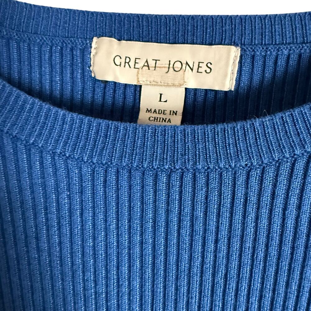 Great Jones Cobalt Blue Ribbed Knit Long Sleeve Sweater Midi Dress Size Large - Picture 7 of 12